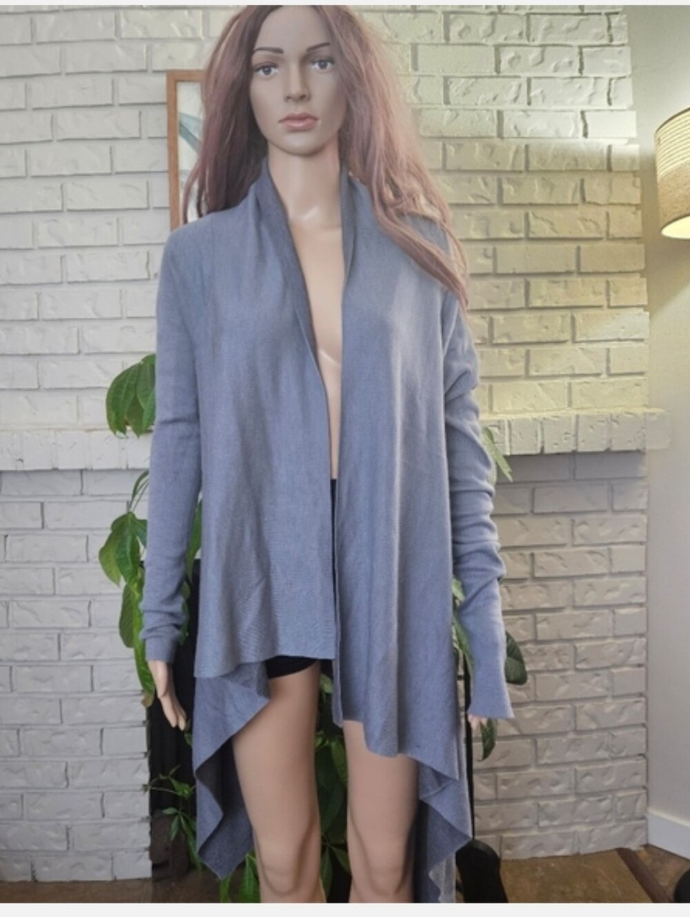Lululemon Reflection Wrap Cardigan Cashmere Bamboo Blend Gray Open Front Hi Lo